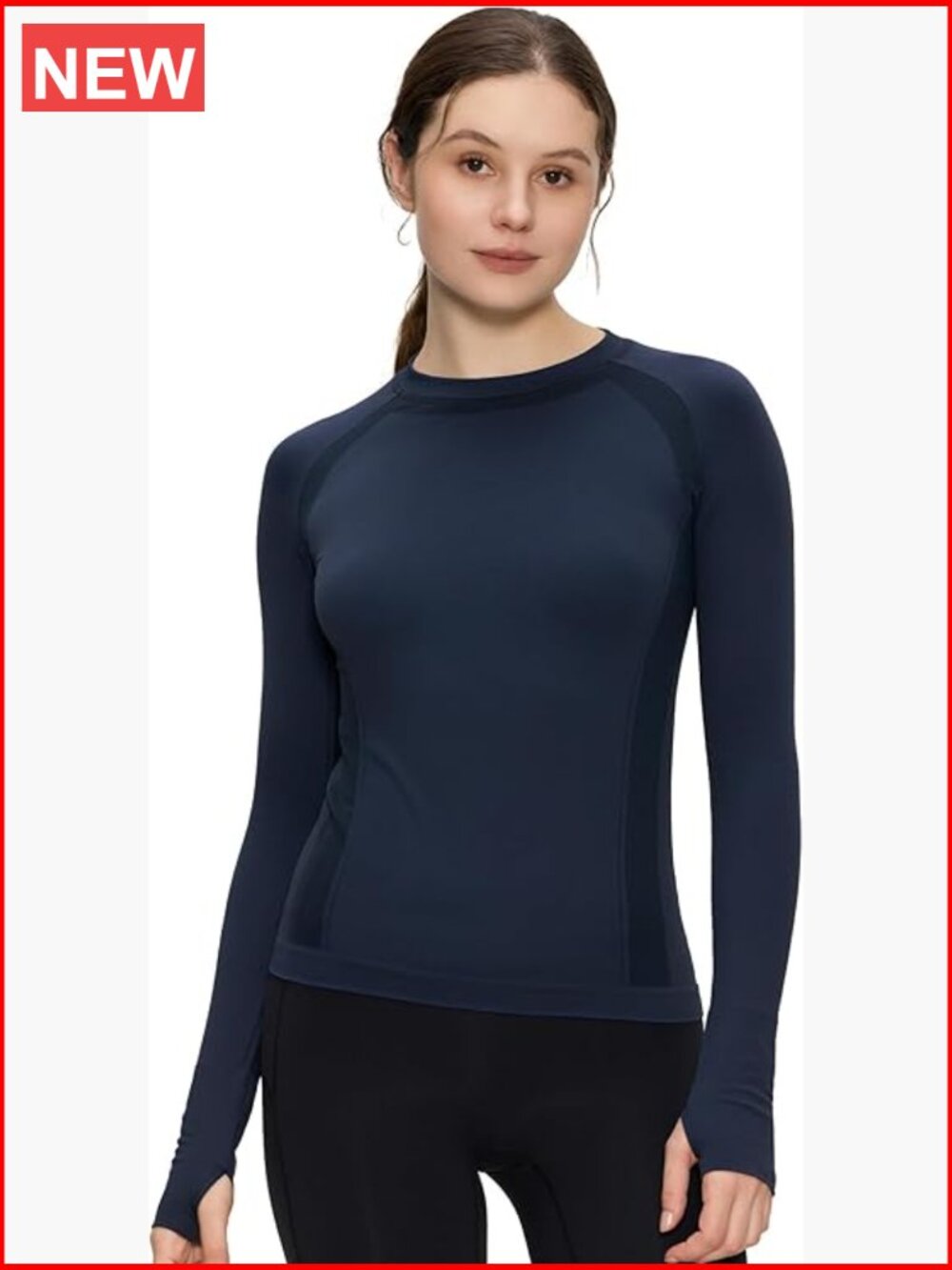 Nylon-elastane Long Sleeve Compression Shirt Slim Fit Thumbhole